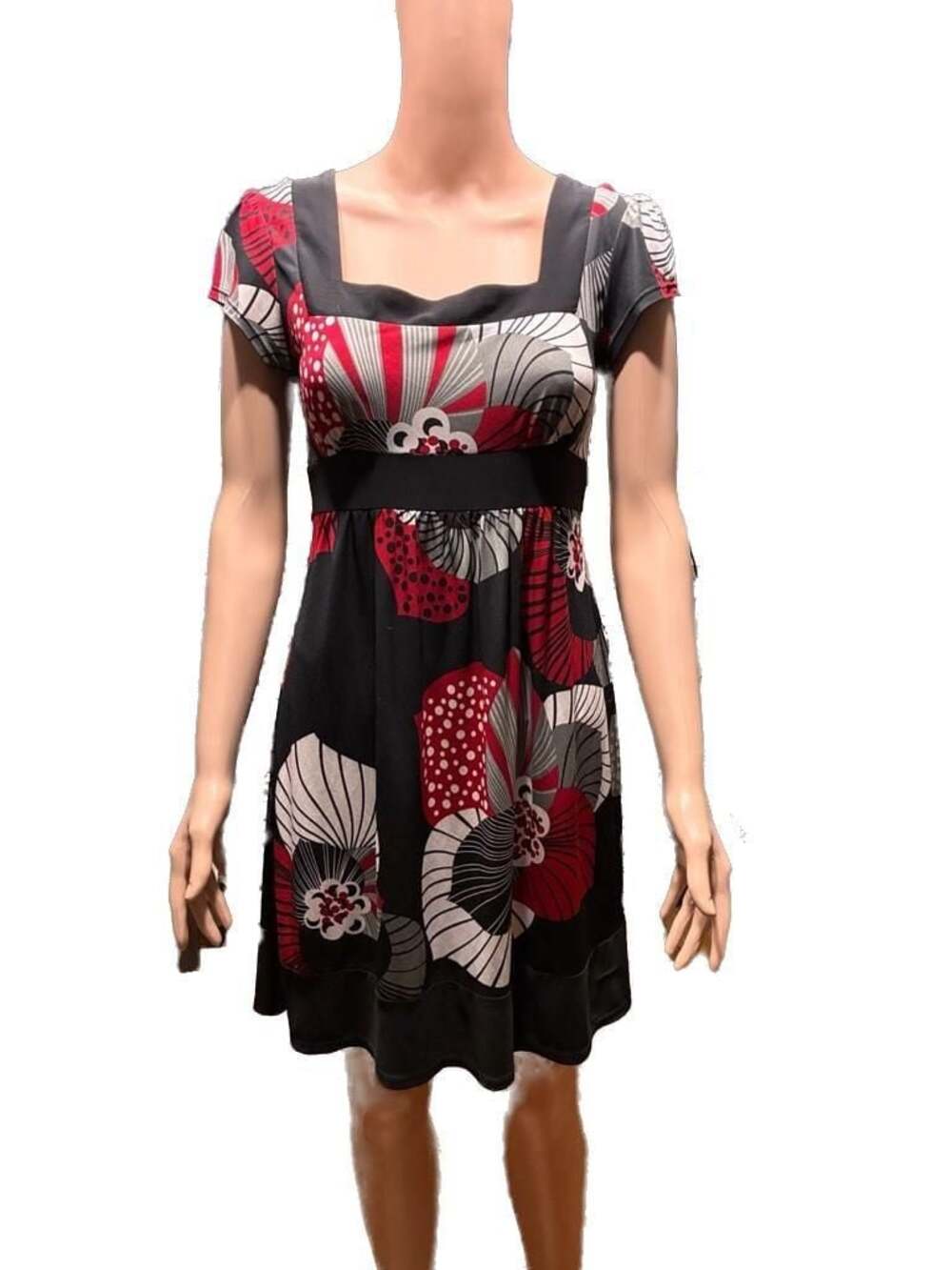 Wrapper Floral Print Square Neck Dress Size M